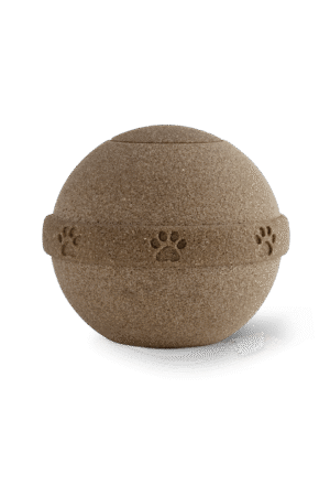 Smėlio atspalvio natūralaus akmens urna su letenėlių juostele (0,8 l)