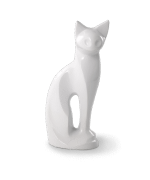 Balta katės formos metalinė urna (0,4 l)