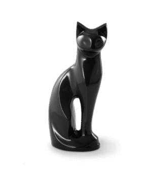 Juoda katės formos metalinė urna (0,4 l)