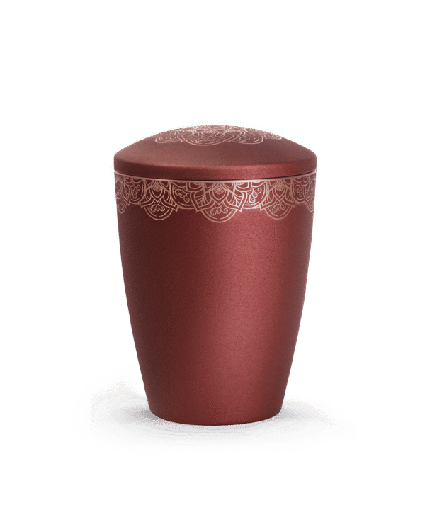 Raudona metalinė urna su mandalos raštu (2,8 l)