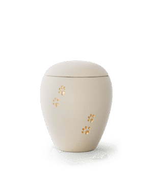 Kreminė keramikinė urna su letenėlių motyvu (1,5 l)