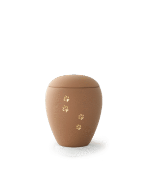 Ruda keramikinė urna su letenėlių motyvu (2,8 l)